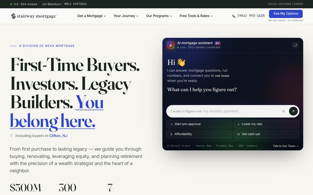 Recent client website — Stairway Mortgage